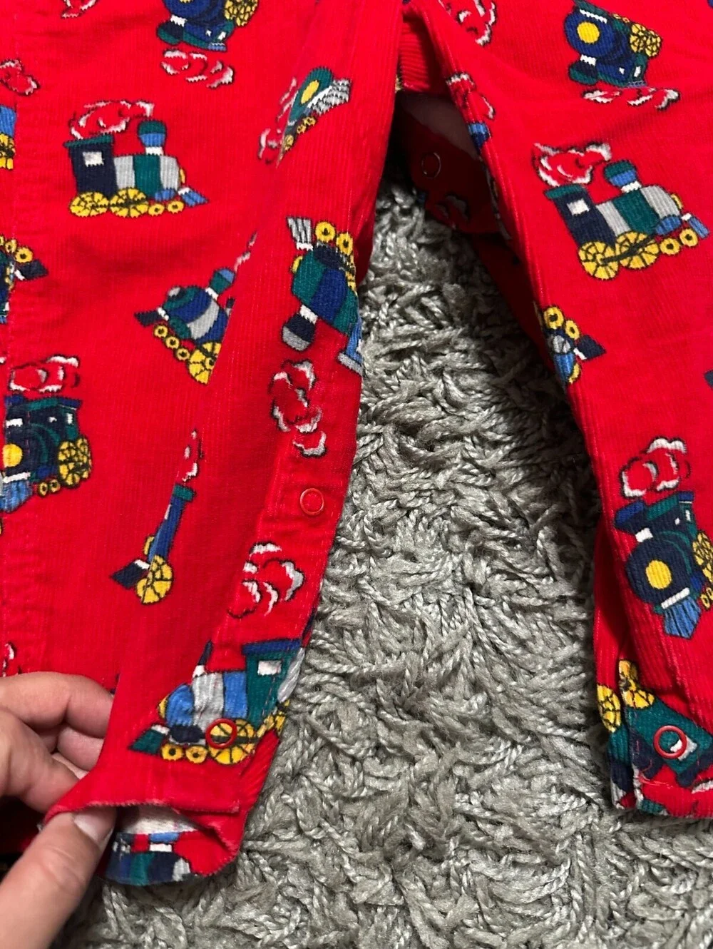 Vintage Paper Tag Osh Kosh B'Josh Coduroy Red Overalls With Trains Size 3T